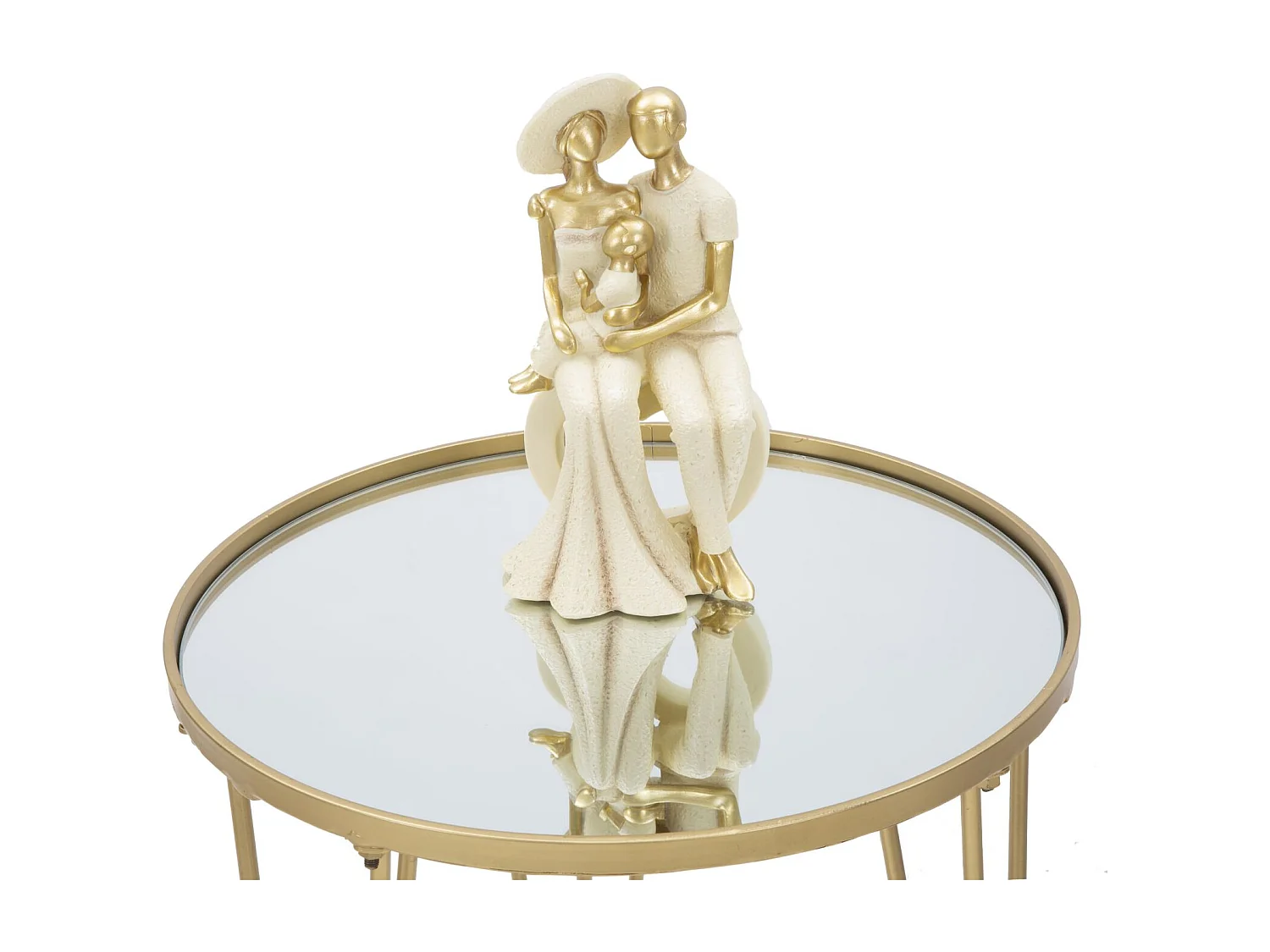 Tavolo da caffè rotondo in metallo dorato Ø cm 40X49