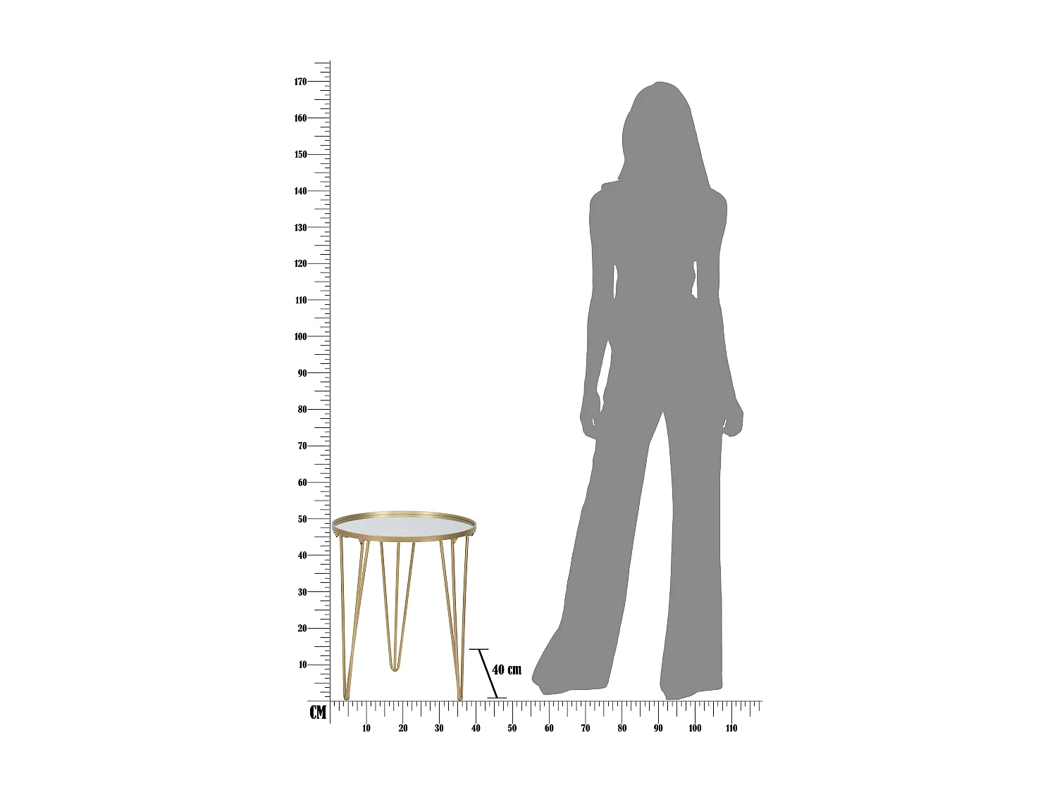 Tavolo da caffè rotondo in metallo dorato Ø cm 40X49