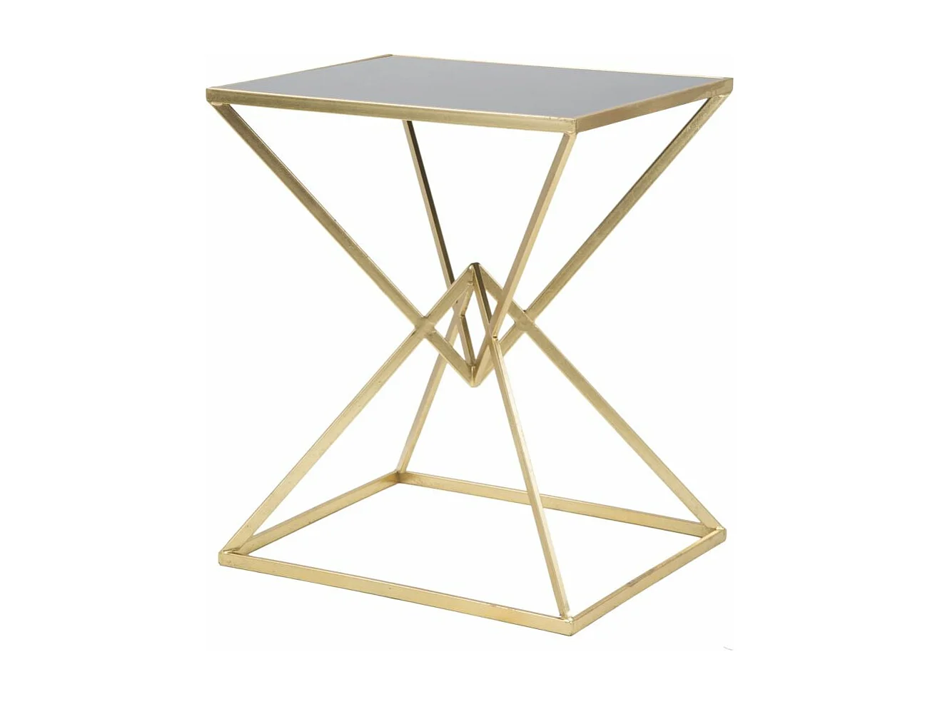 Tavolo da caffé piramidi in metallo dorato cm 57x46x68