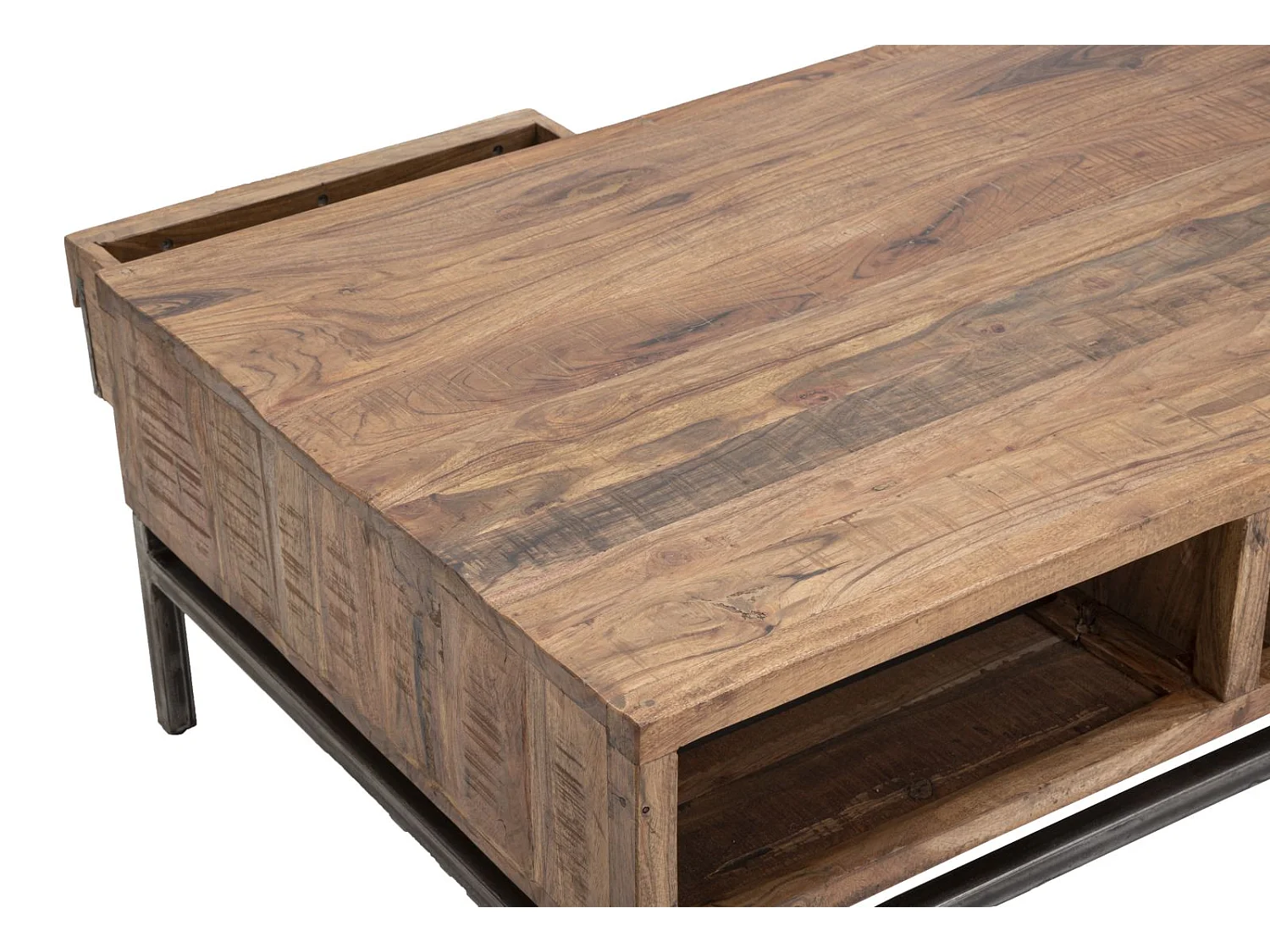 Table basse en bois marron avec tiroir 118x70x40 cm