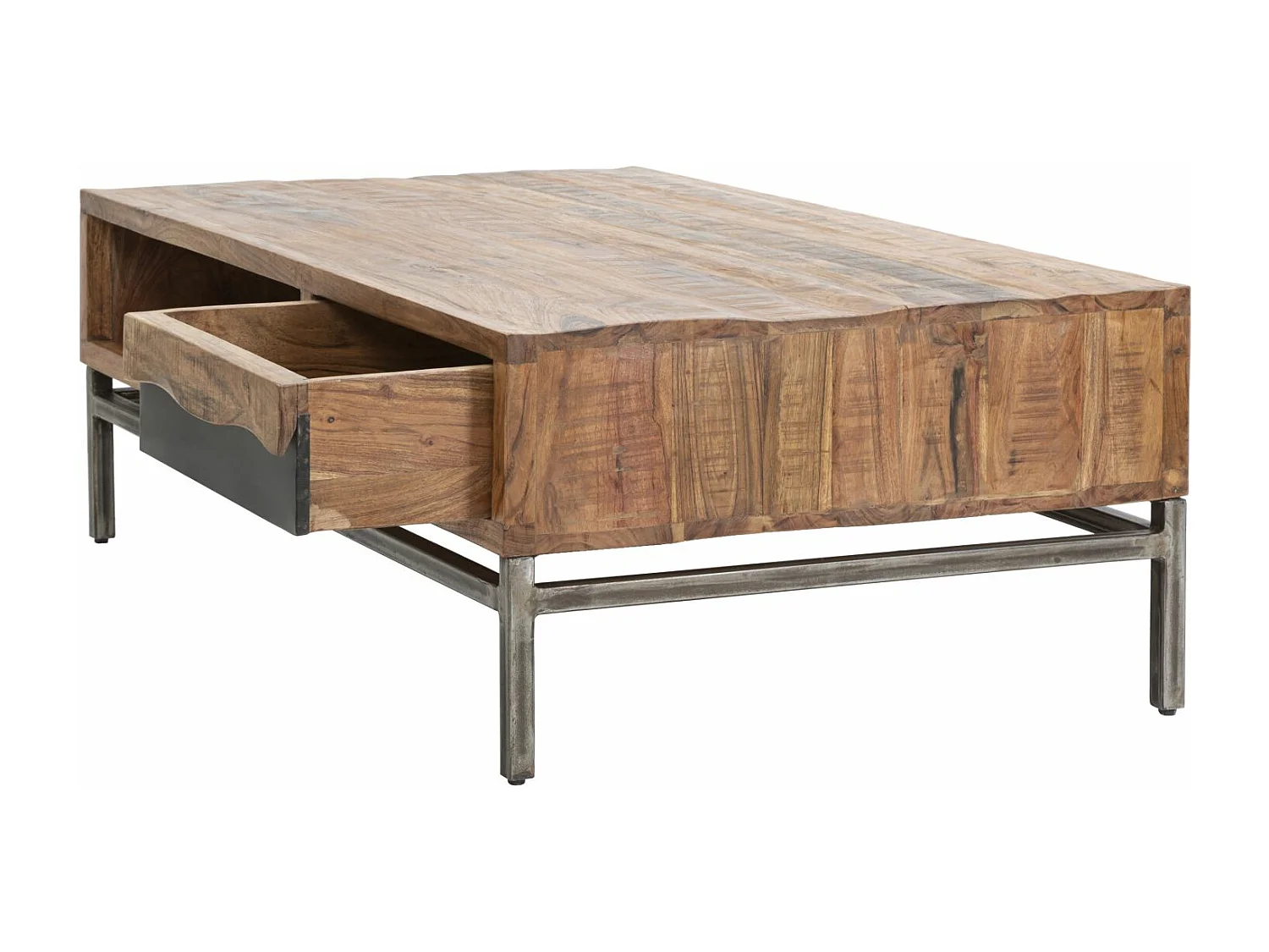 Table basse en bois marron avec tiroir 118x70x40 cm
