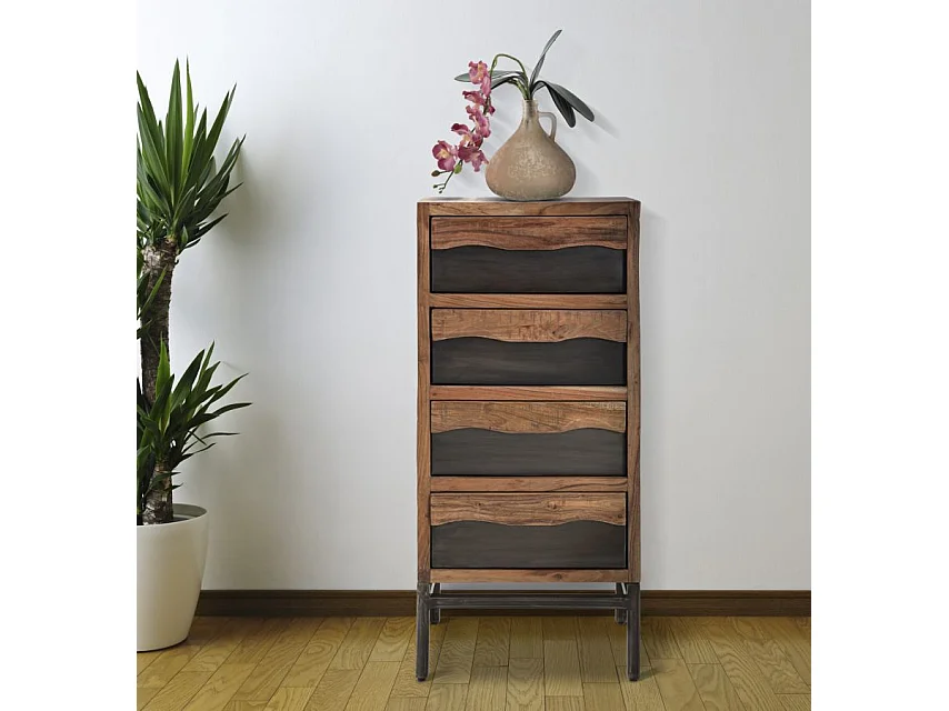 Commode 4 Tiroirs en Bois " Yellowstone" 100cm Marron