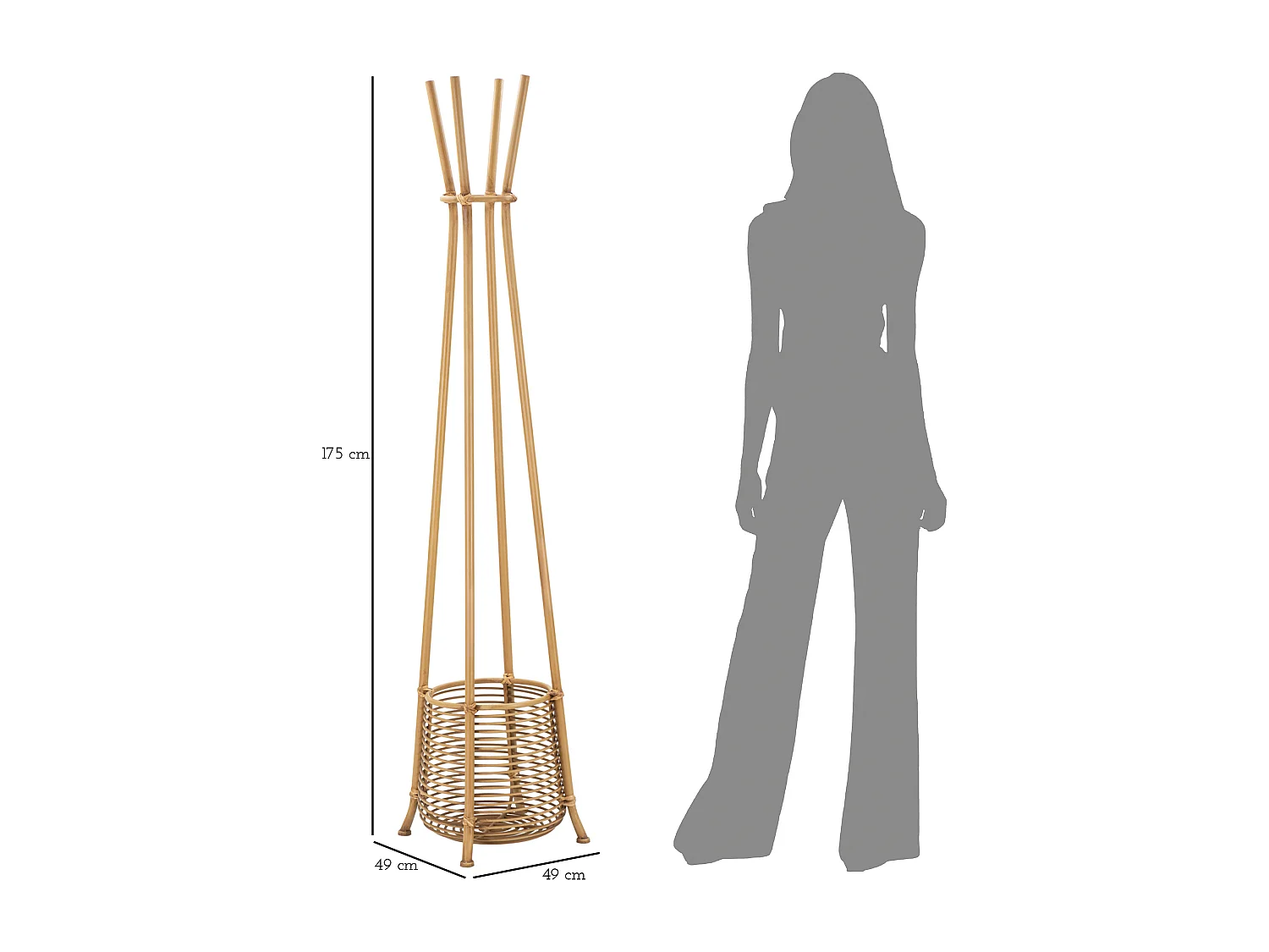 Portemanteau avec porte-parapluie en métal marron 49x49x175 cm