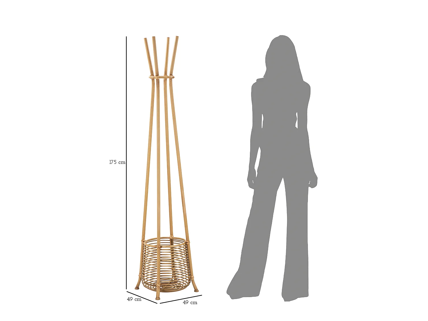 Porte-Manteau en Métal "Panama" 175cm Naturel