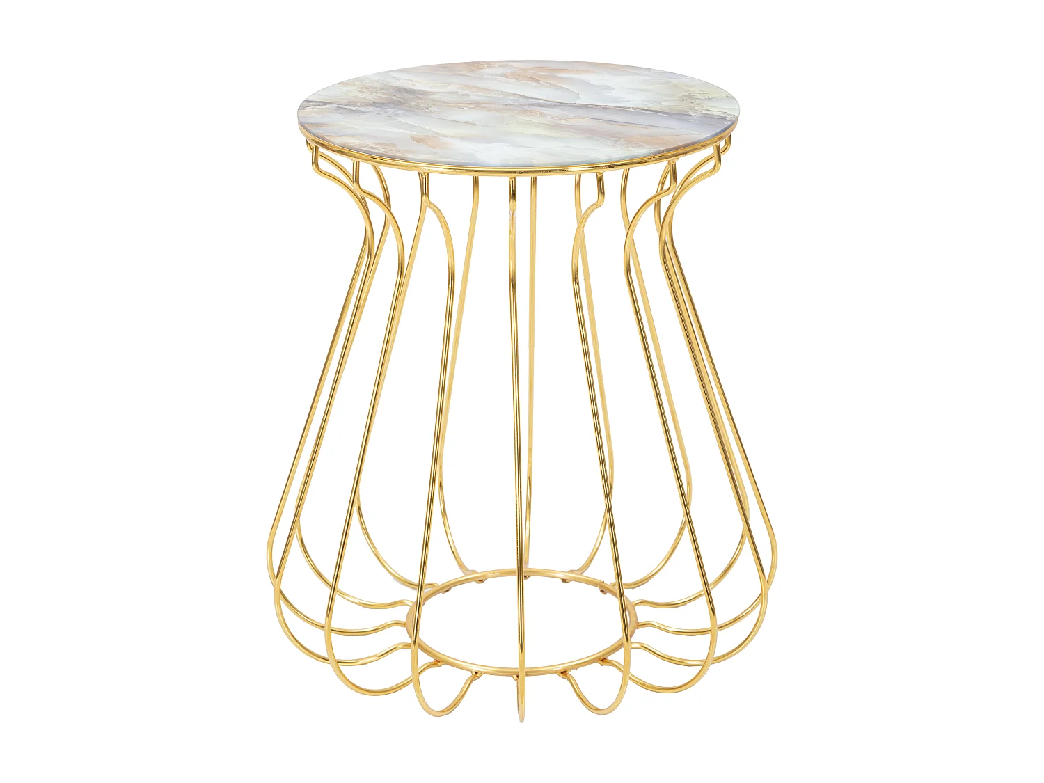 Table basse en métal doré avec plateau en verre Ø 48x52 cm