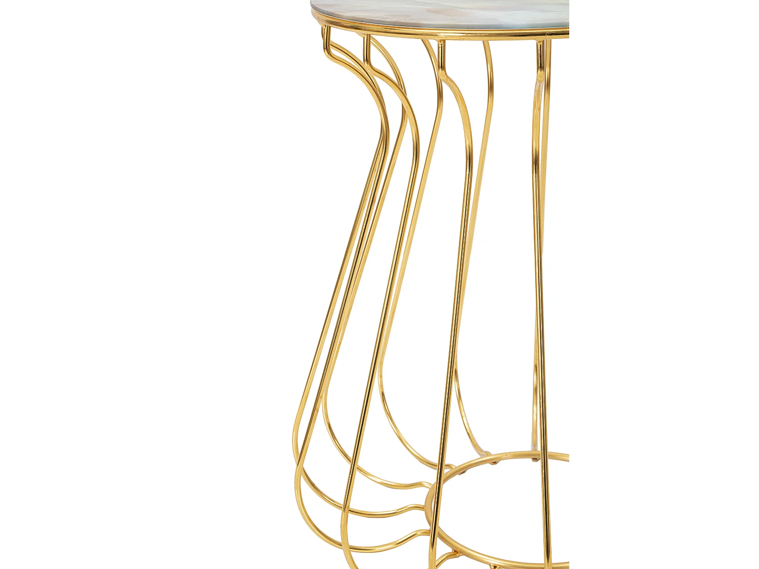 Table basse en métal doré avec plateau en verre Ø 48x52 cm