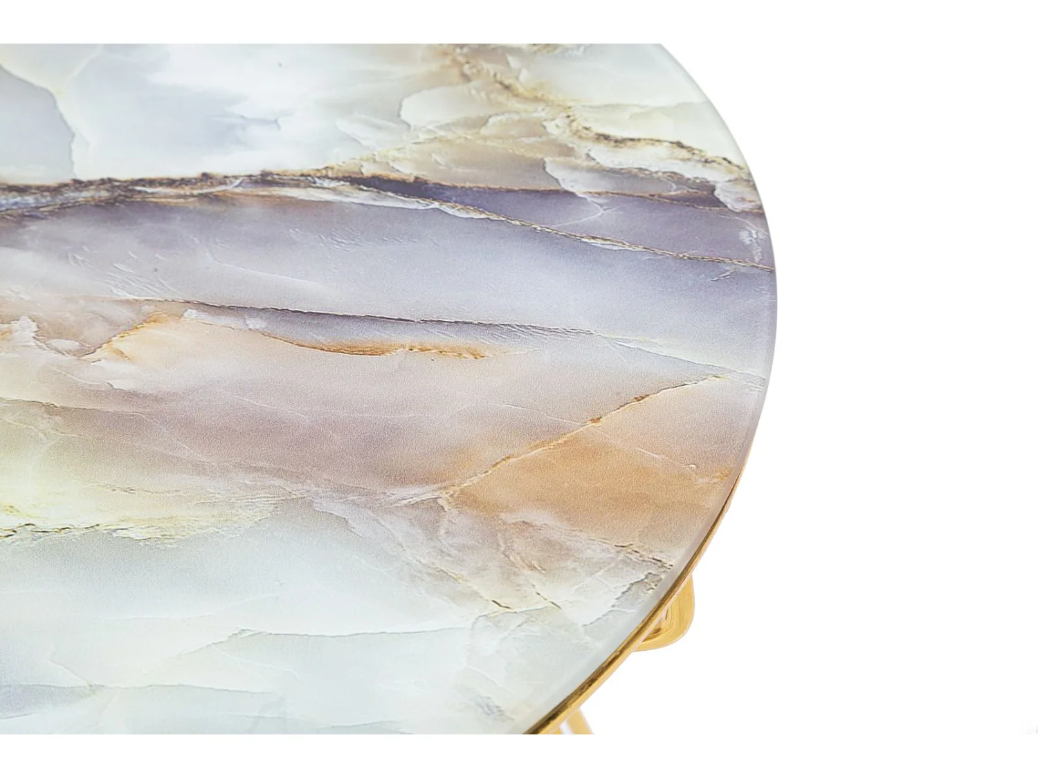 Table basse en métal doré avec plateau en verre Ø 48x52 cm