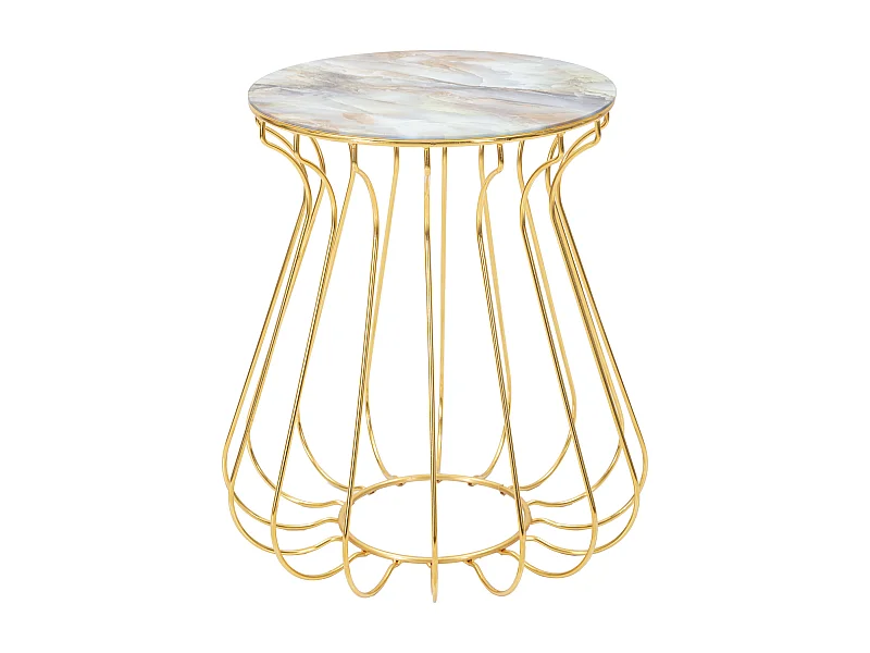 Table basse en métal doré avec plateau en verre Ø 48x52 cm