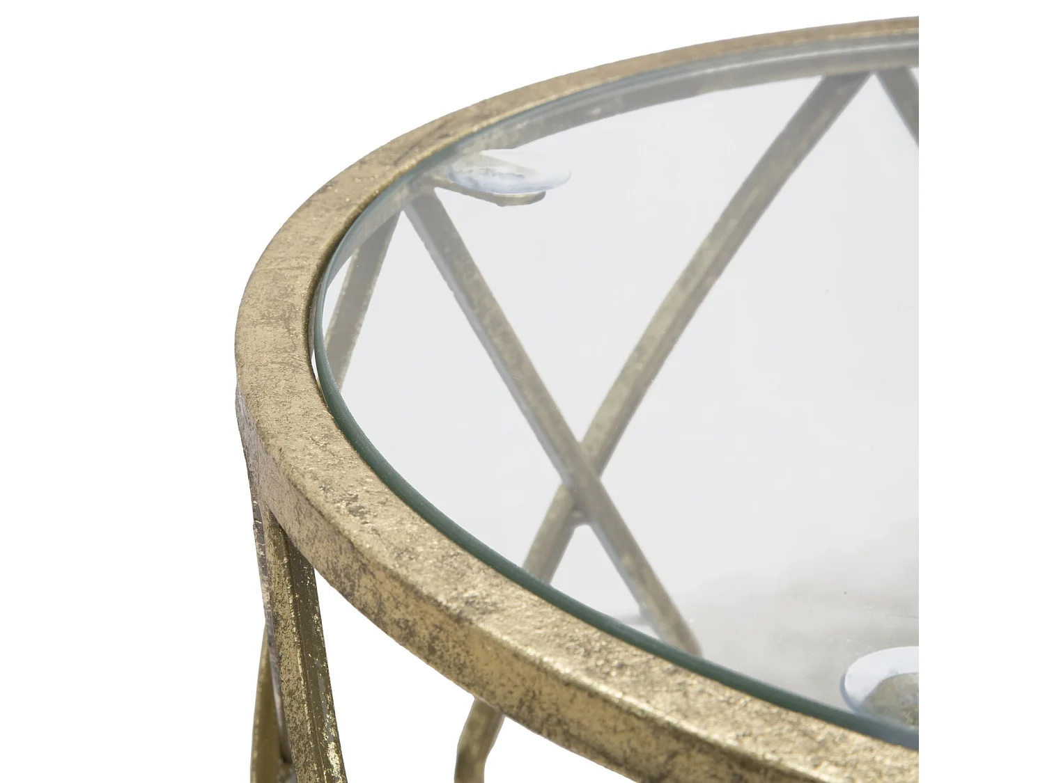 Meuble rond en métal doré avec 2 étagères Ø cm 35x71