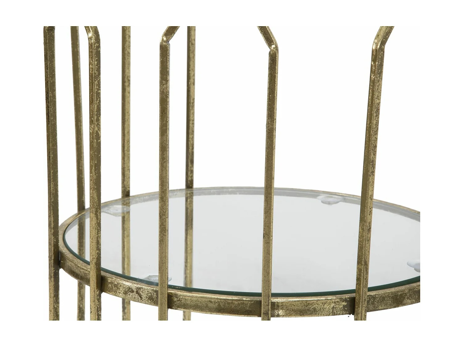 Meuble rond en métal doré avec 2 étagères Ø cm 35x71