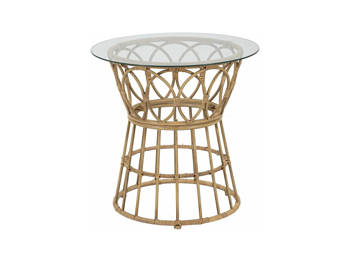 Table basse en métal marron et verre Ø 50x50 cm