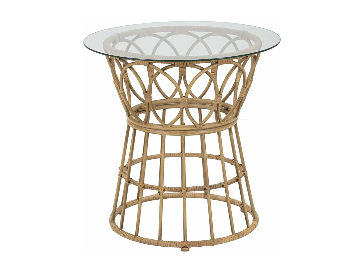 Table d'Appoint en Verre "Panama" 50cm Naturel
