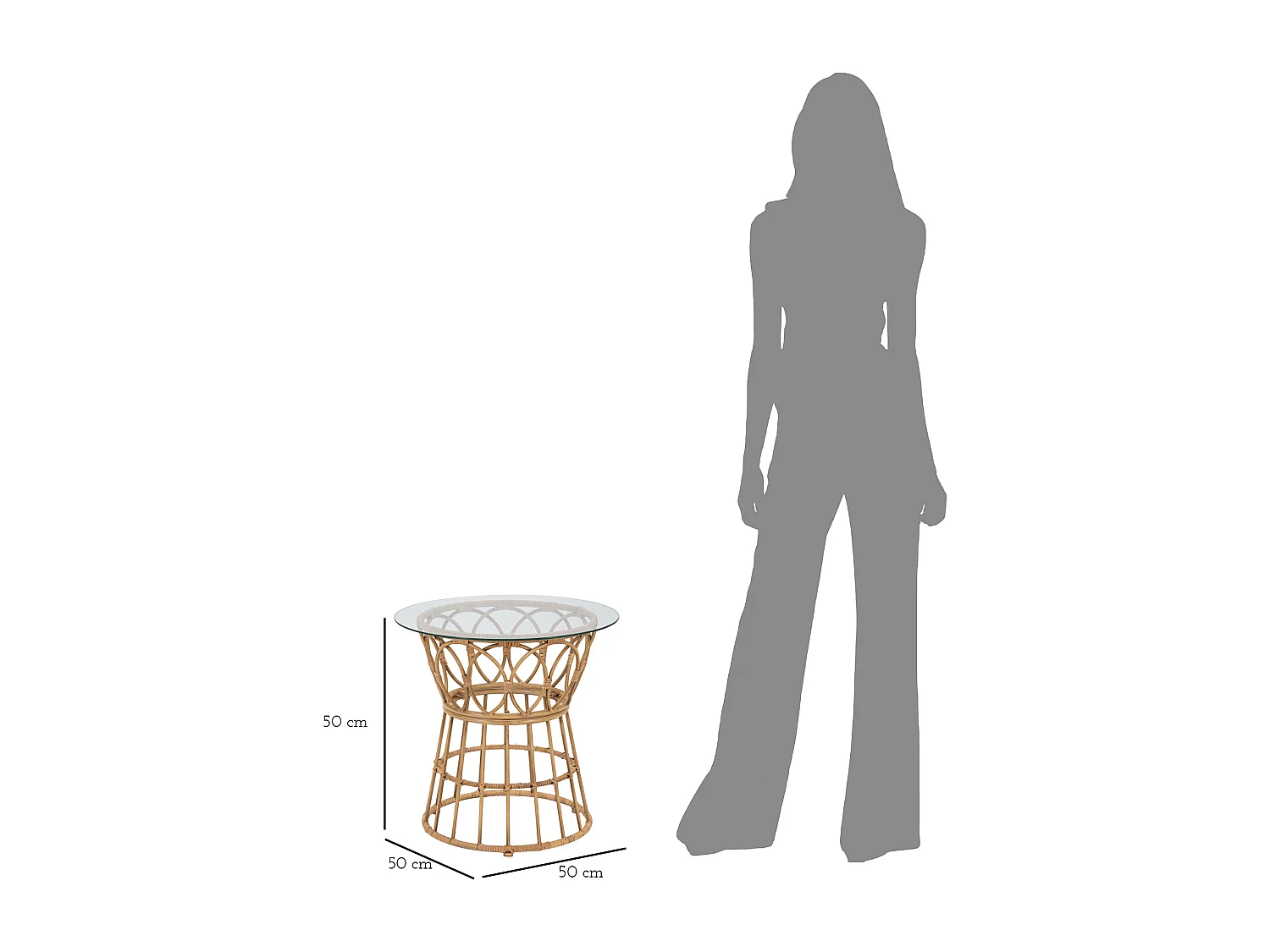 Table d'Appoint en Verre "Panama" 50cm Naturel