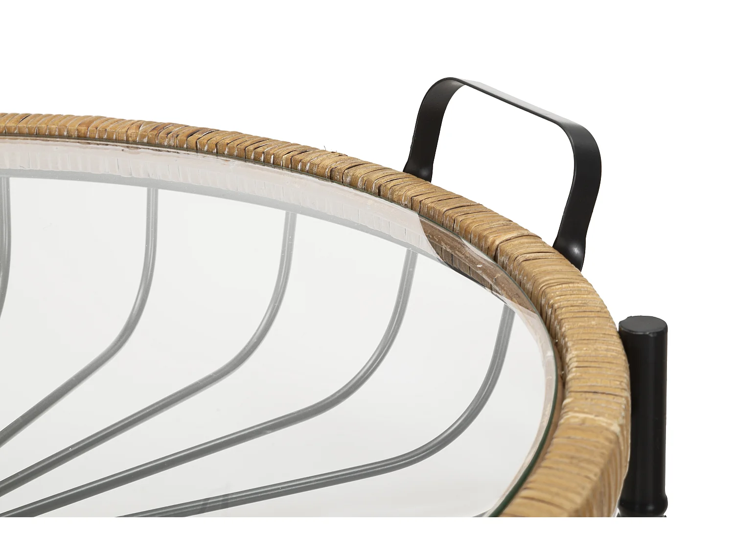 Table Basse à Roulettes "Cebu" 70cm Noir & Naturel