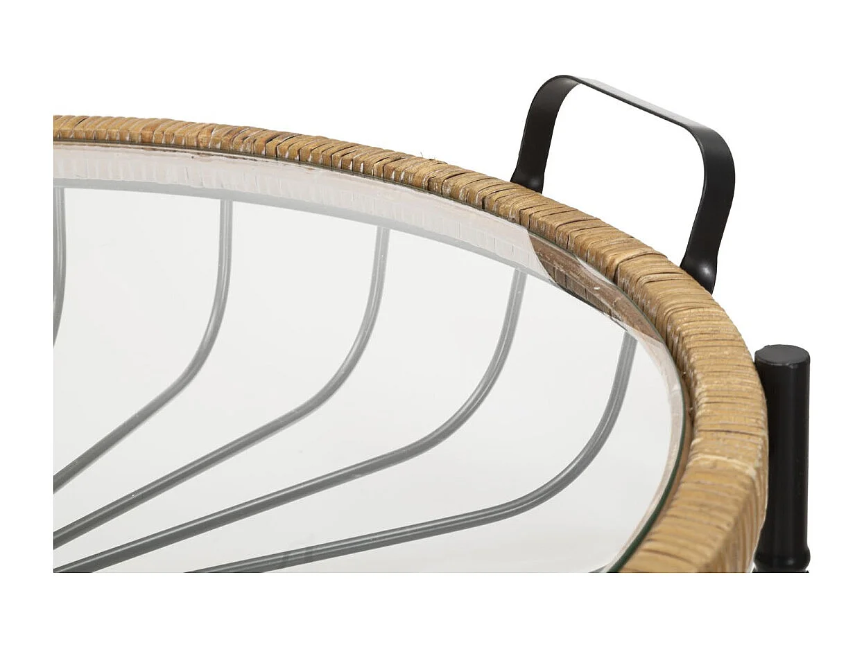 Table Basse à Roulettes "Cebu" 70cm Noir & Naturel