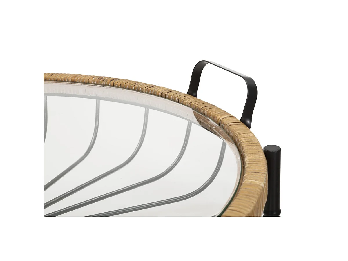 Table Basse à Roulettes "Cebu" 70cm Noir & Naturel