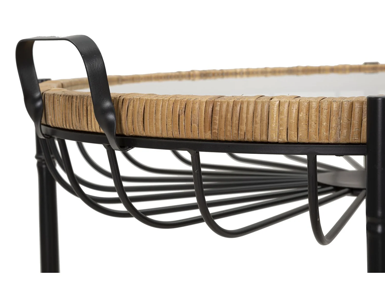 Table Basse à Roulettes "Cebu" 70cm Noir & Naturel