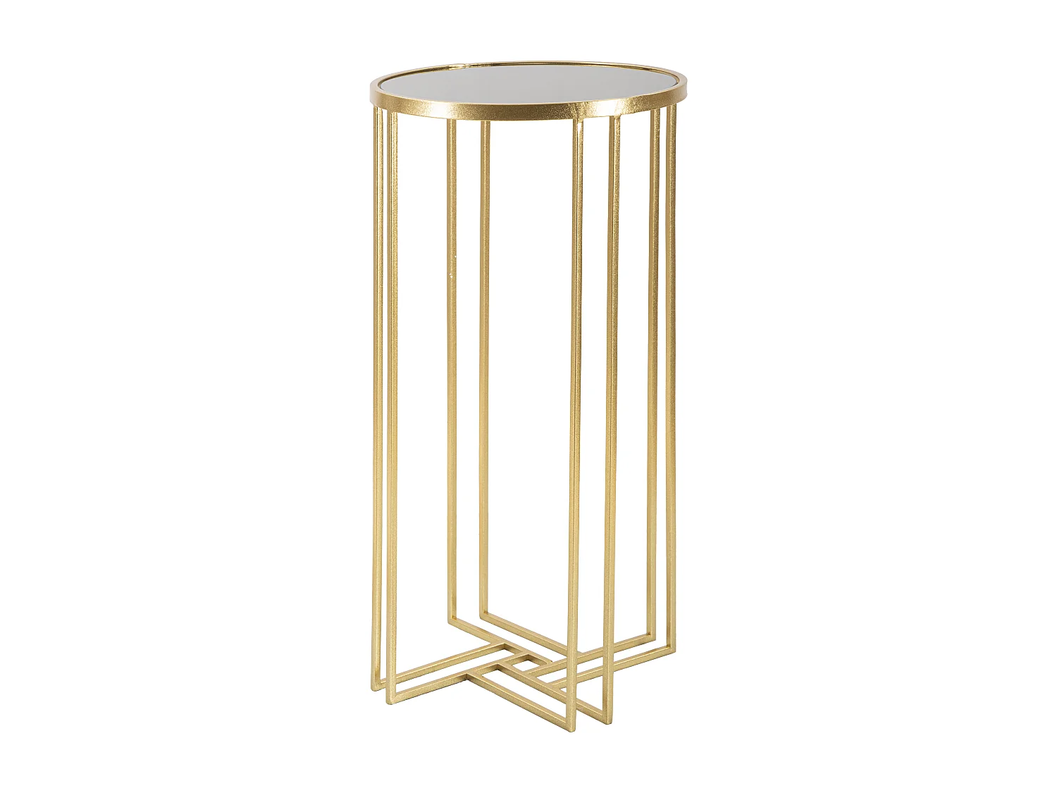 Petite table en métal et verre doré Ø 40x80 cm