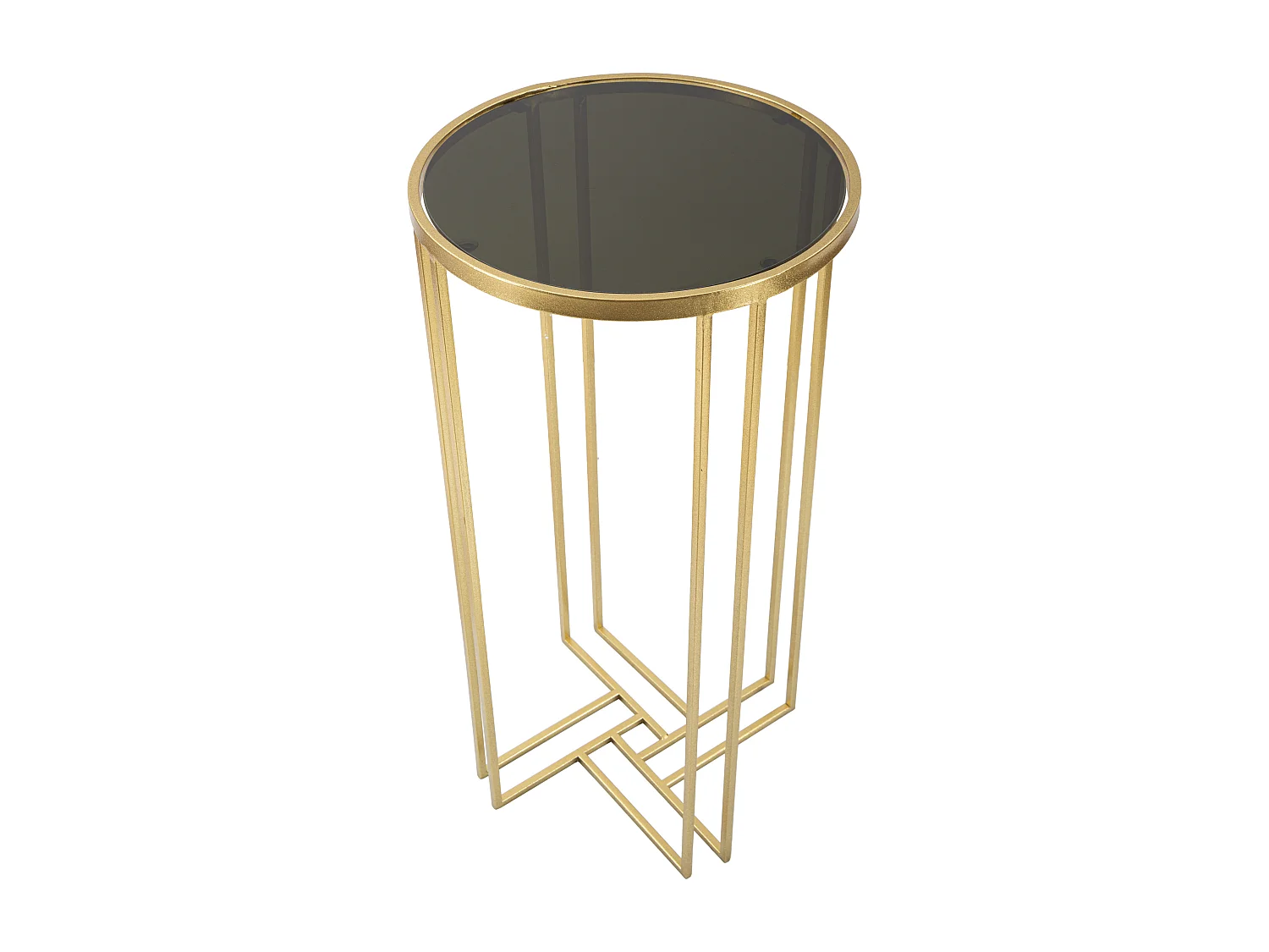 Petite table en métal et verre doré Ø 40x80 cm