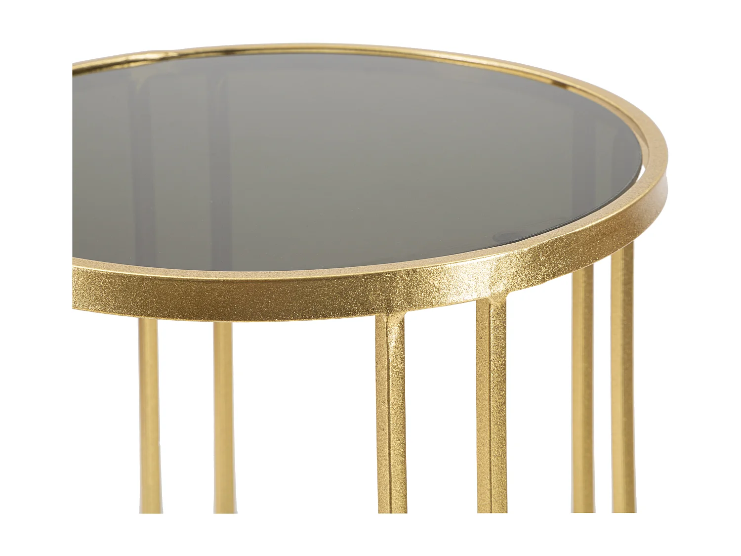 Petite table en métal et verre doré Ø 40x80 cm