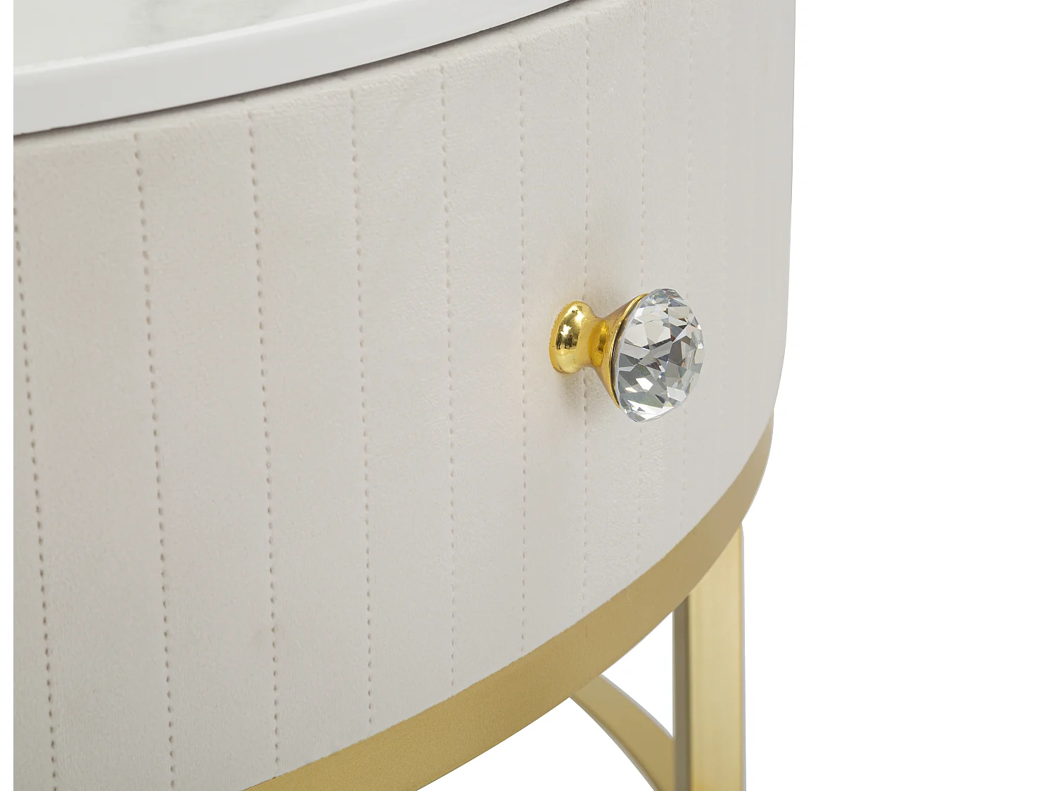 Table Basse Effet Marbre "Montpellier" 75cm Crème & Or