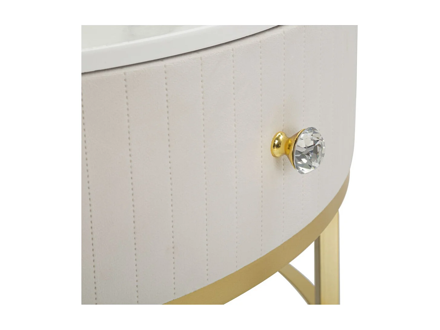 Table Basse Effet Marbre "Montpellier" 75cm Crème & Or