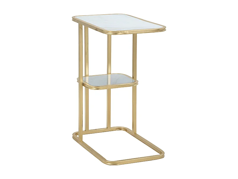 Tavolinetto in metallo dorato con ripiano cm 46x30x60