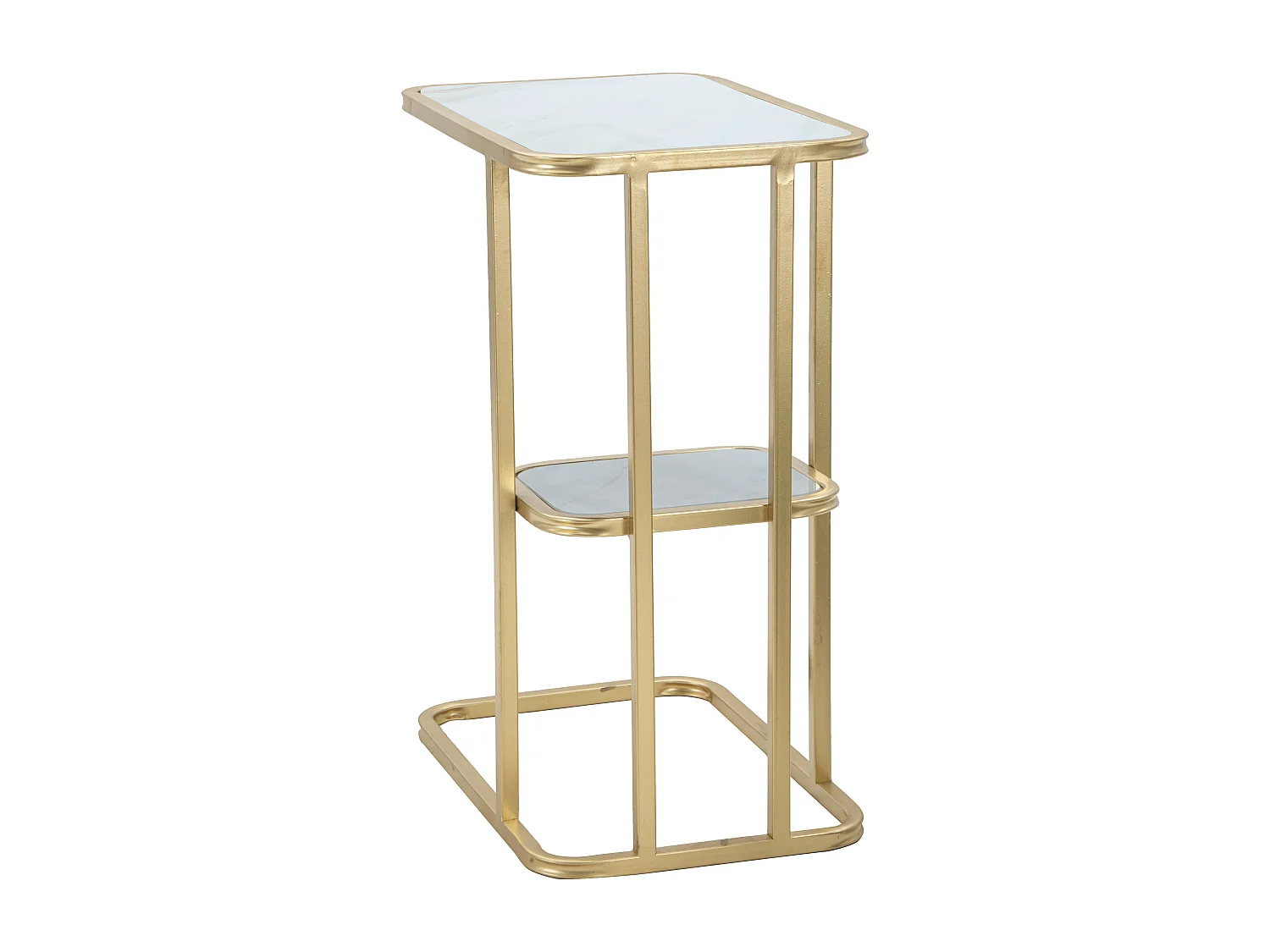 Tavolinetto in metallo dorato con ripiano cm 46x30x60