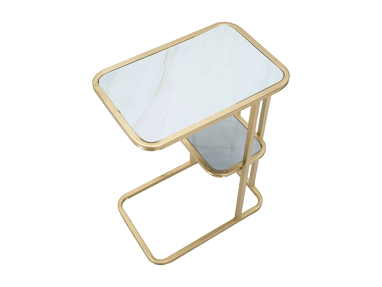 Tavolinetto in metallo dorato con ripiano cm 46x30x60