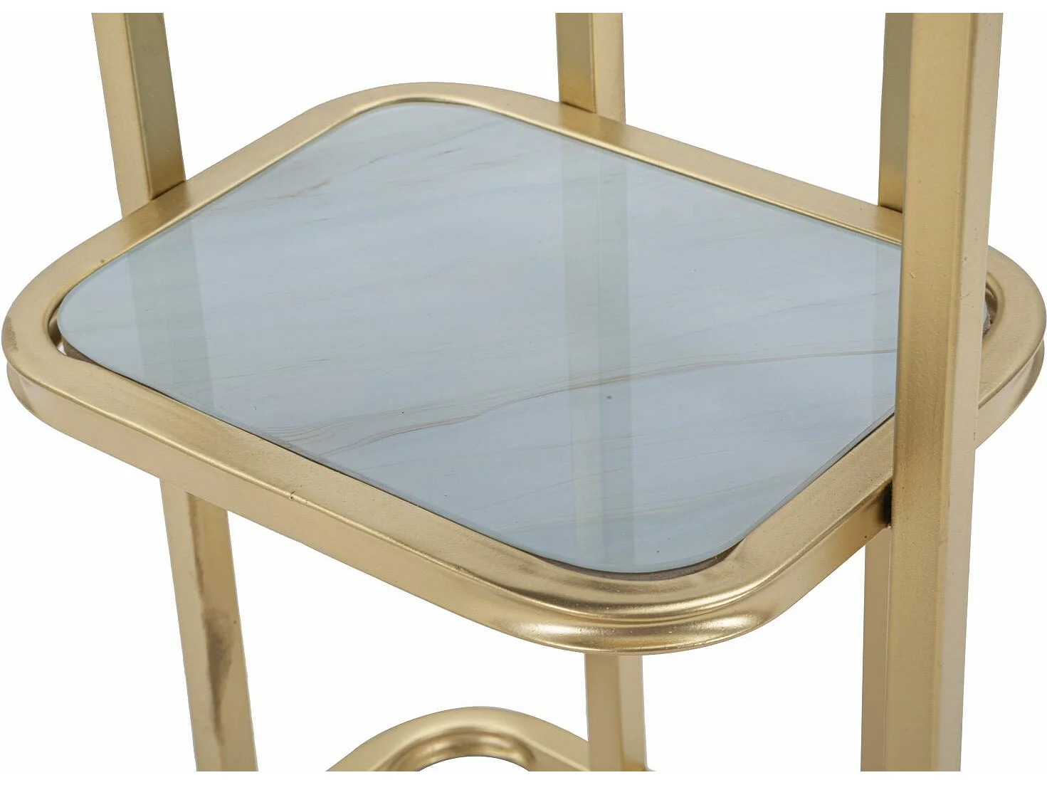 Tavolinetto in metallo dorato con ripiano cm 46x30x60