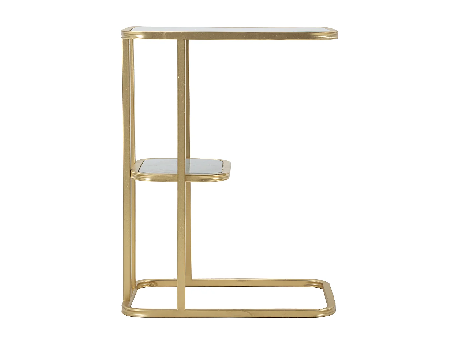 Tavolinetto in metallo dorato con ripiano cm 46x30x60