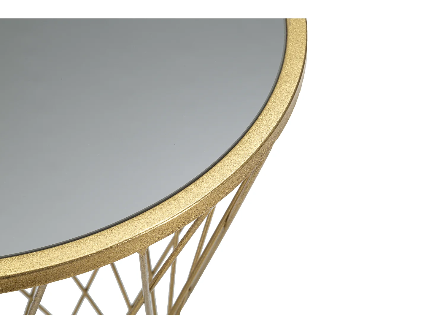 Tavolo rotondo in metallo dorato con piano specchio Ø cm 40x80