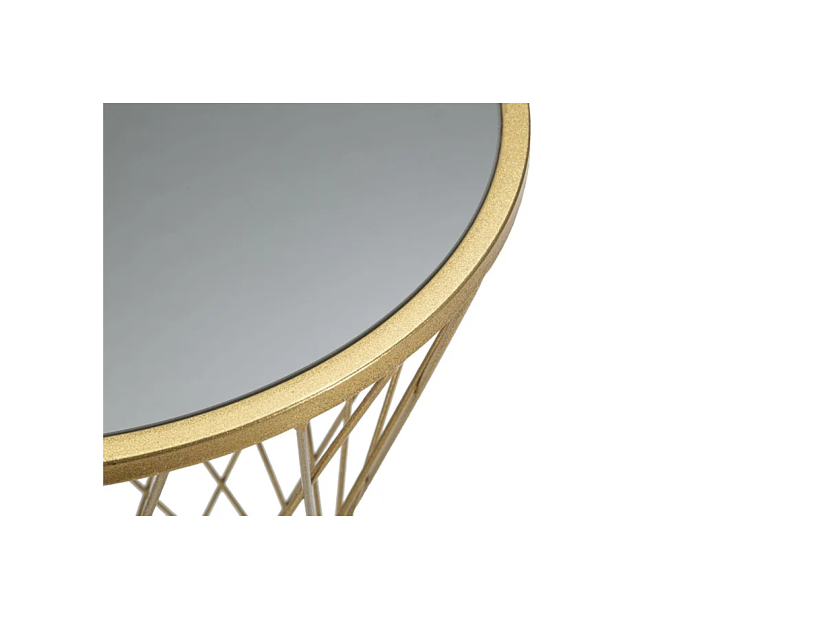 Runder Tisch aus Metall goldfarben mit Spiegelplatte Ø 40x80 cm