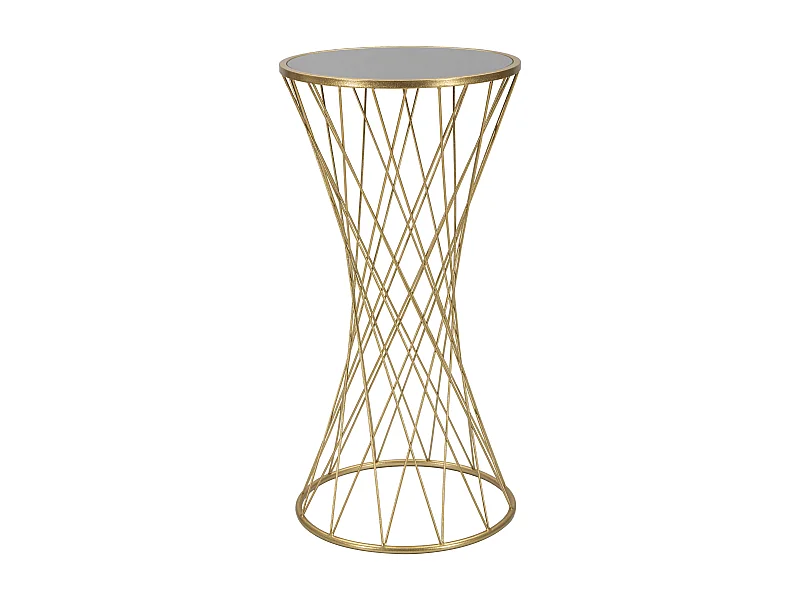 Tavolo rotondo in metallo dorato con piano specchio Ø cm 40x80