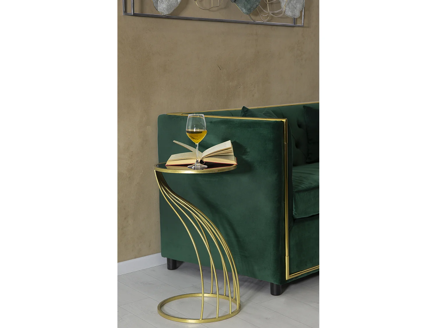 Table d'Appoint Design "Flush" 60cm Noir & Or