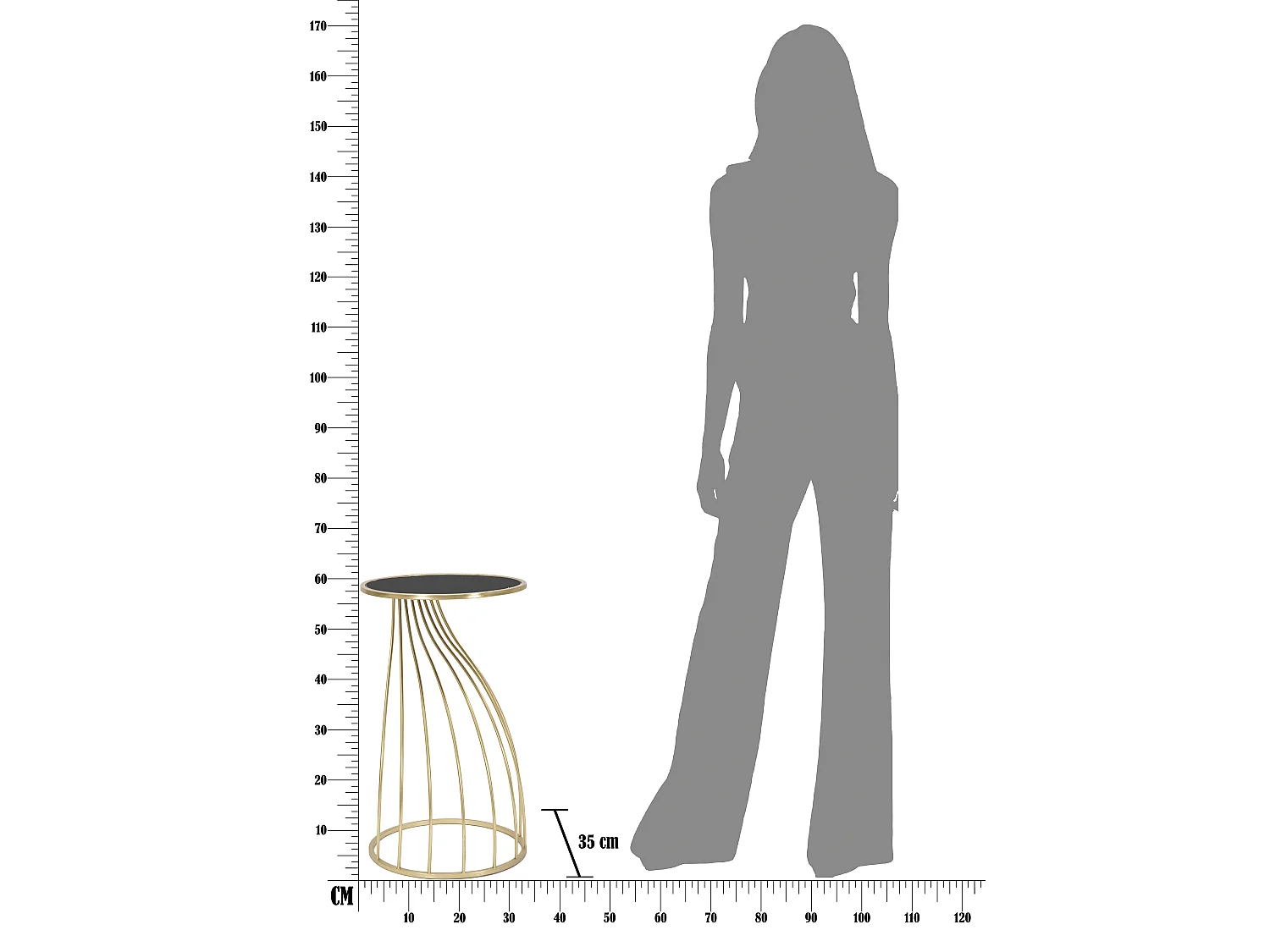 Table d'Appoint Design "Flush" 60cm Noir & Or