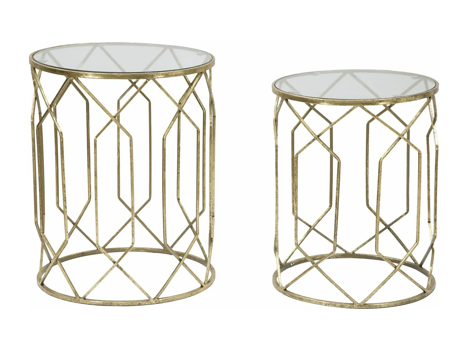 Lot de 2 Tables d'Appoint "Tunis" 53cm Or