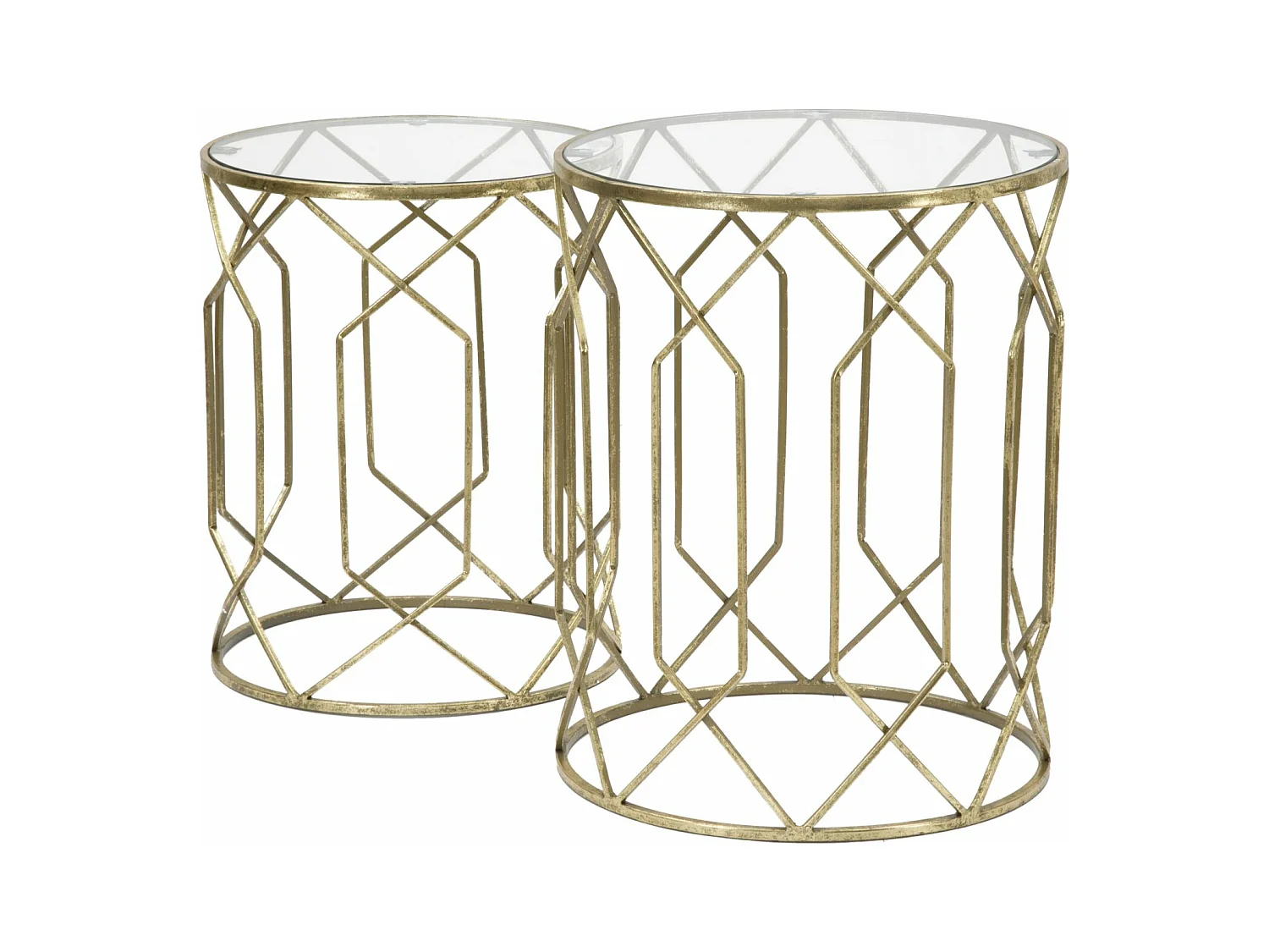 Lot de 2 Tables d'Appoint "Tunis" 53cm Or