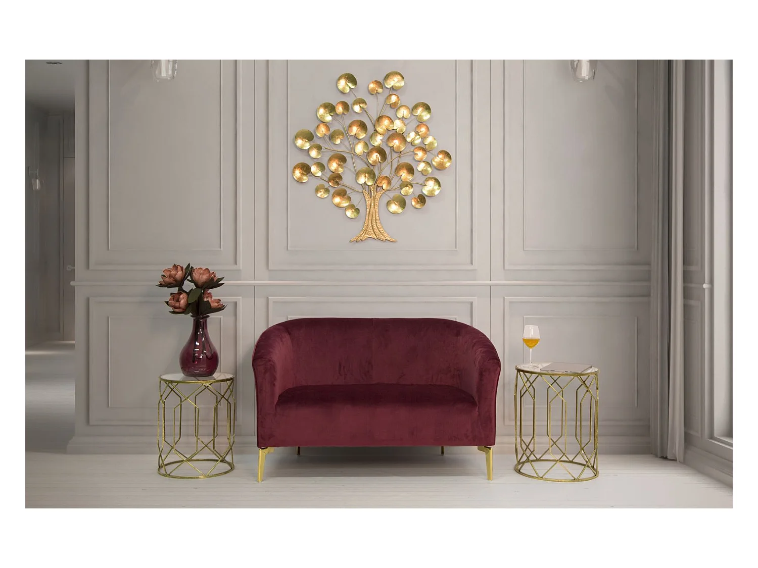 Lot de 2 Tables d'Appoint "Tunis" 53cm Or