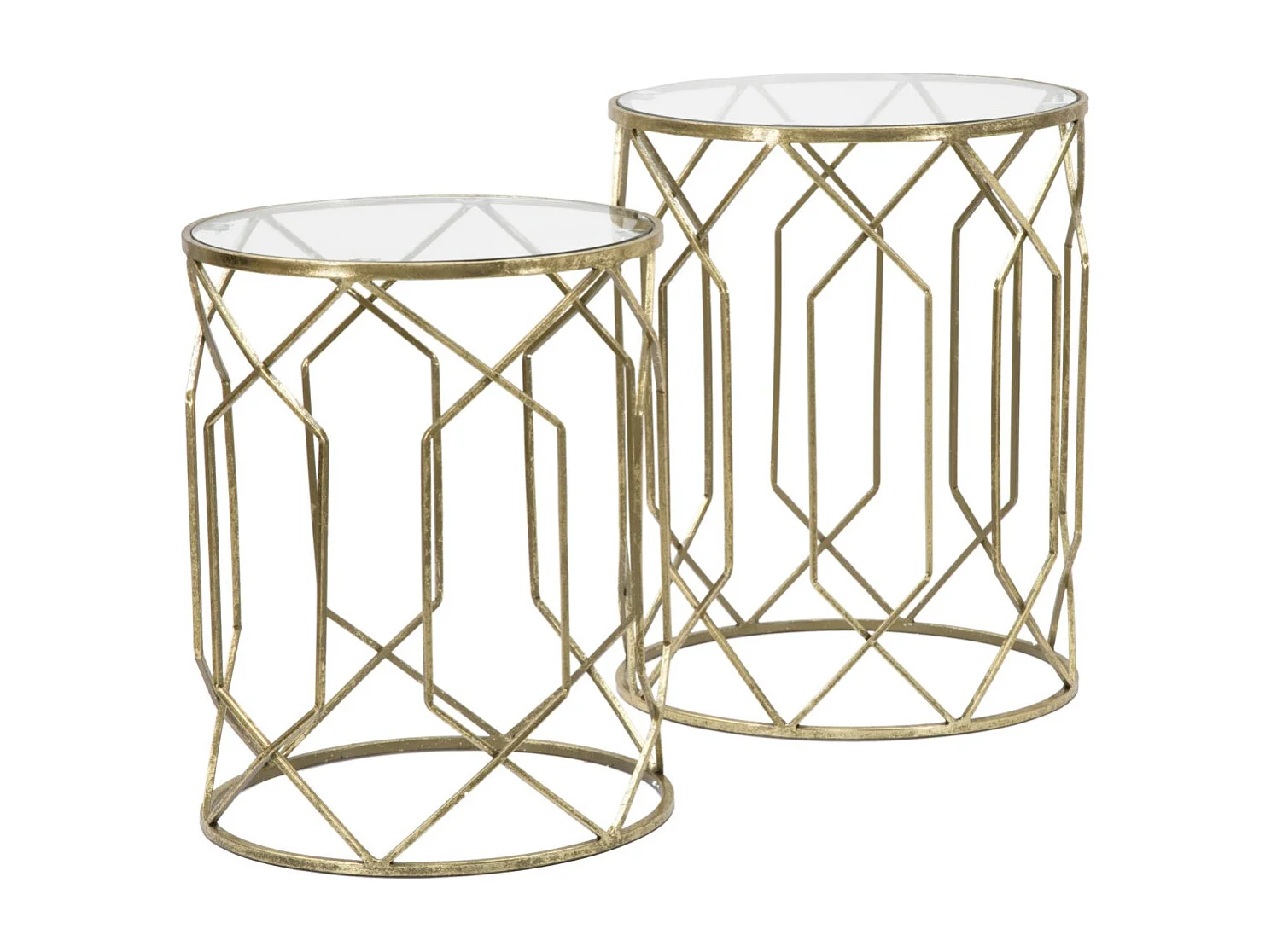 Lot de 2 Tables d'Appoint "Tunis" 53cm Or