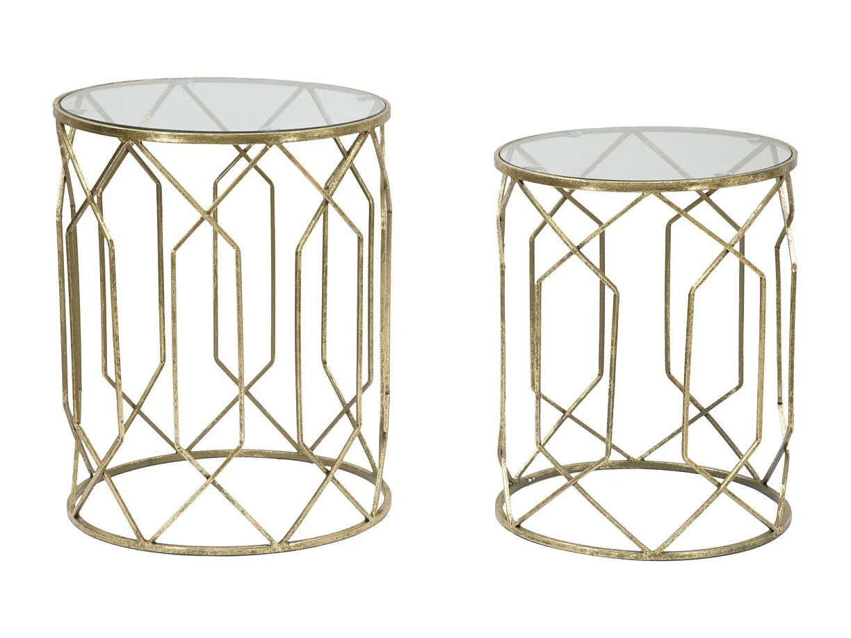 Lot de 2 Tables d'Appoint "Tunis" 53cm Or