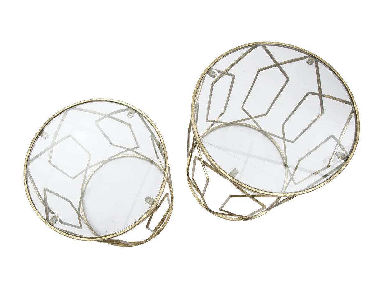 Lot de 2 Tables d'Appoint "Tunis" 53cm Or