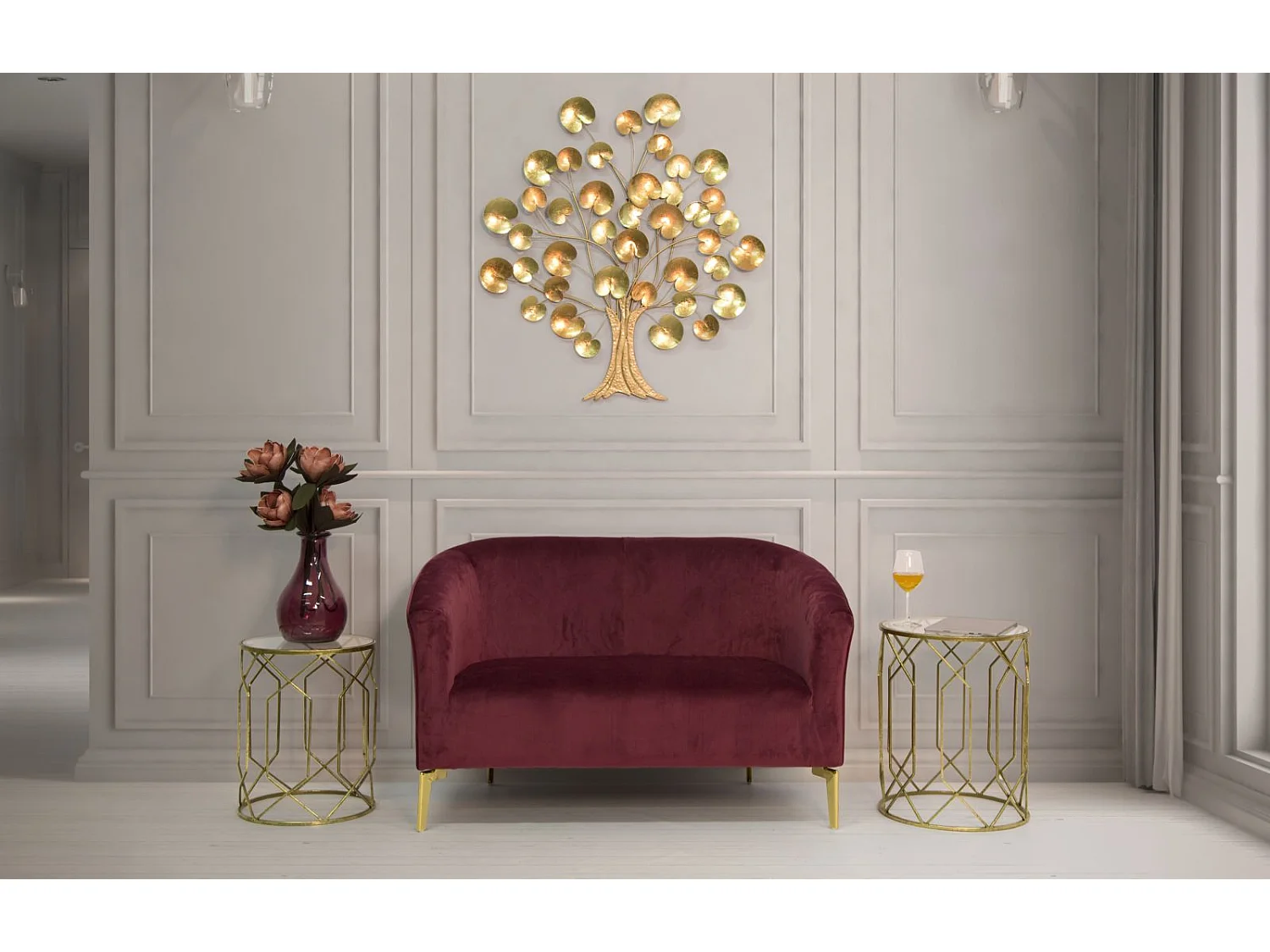 Lot de 2 Tables d'Appoint "Tunis" 53cm Or