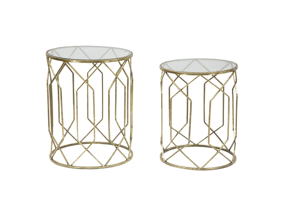 Lot de 2 Tables d'Appoint "Tunis" 53cm Or