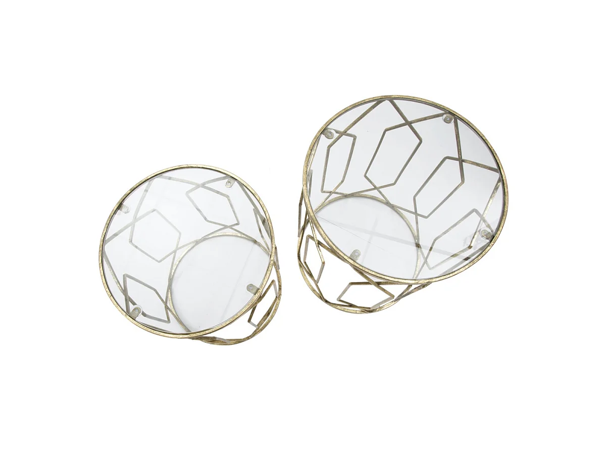 Lot de 2 Tables d'Appoint "Tunis" 53cm Or