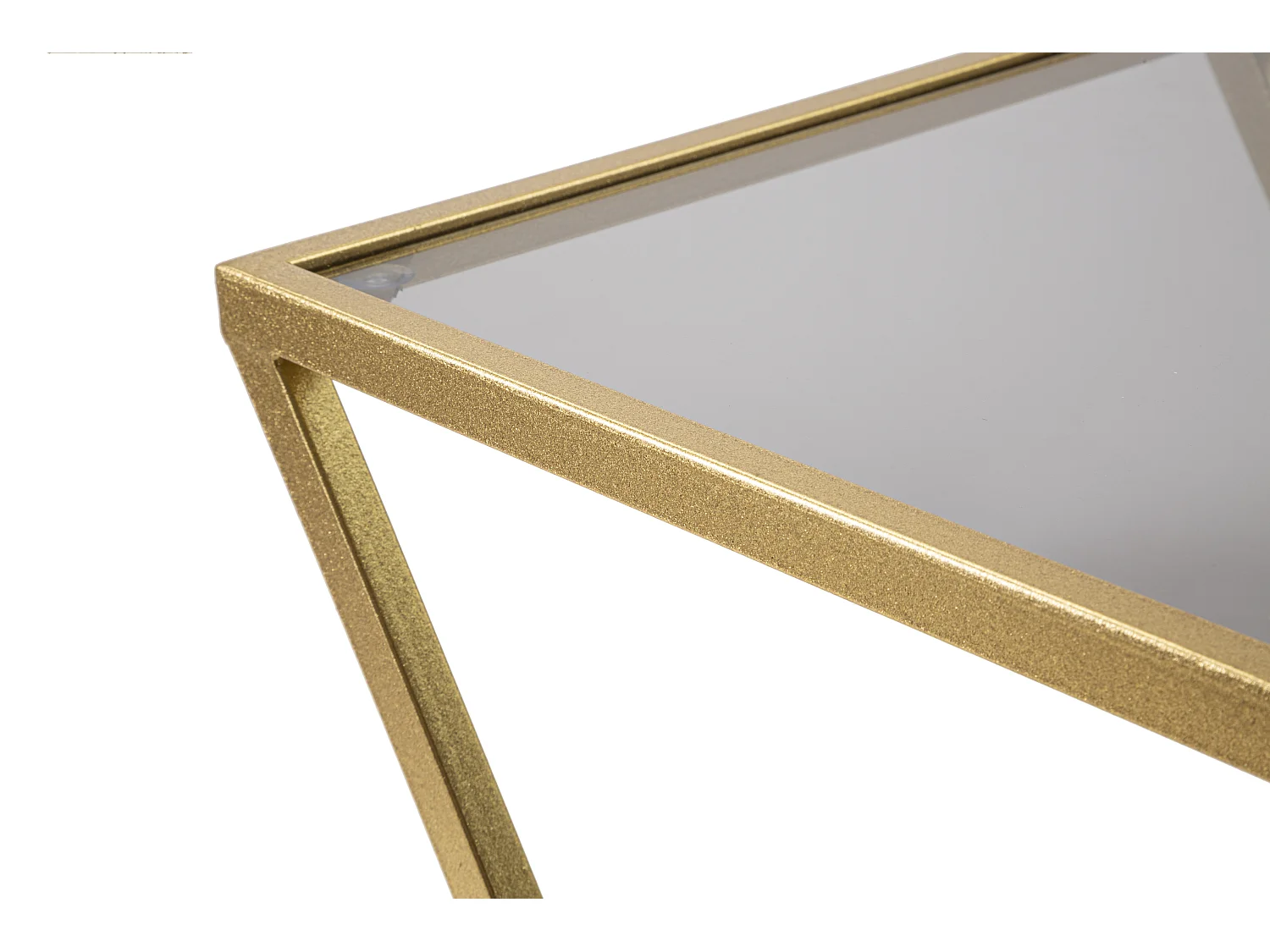 Set di 2 tavolinetti in metallo e vetro dorati cm 40x40x60-30x30x50