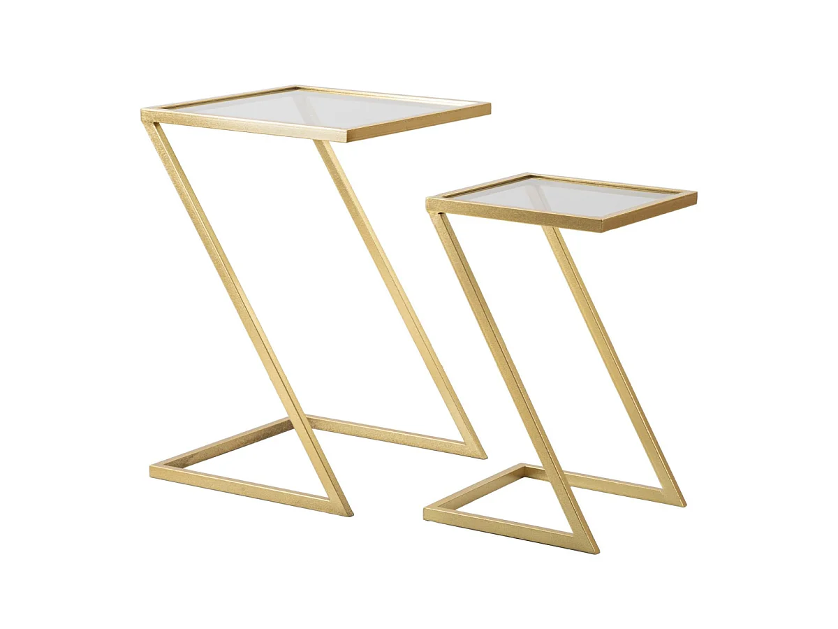 Lot de 2 Tables d'Appoint Gigognes "Zoe" 60cm Or