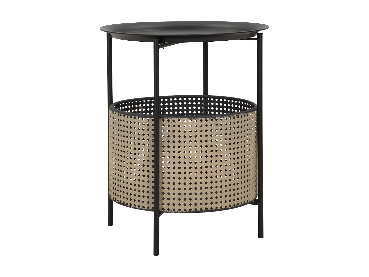 Tavolinetto in metallo nero e beige Ø cm 40x50