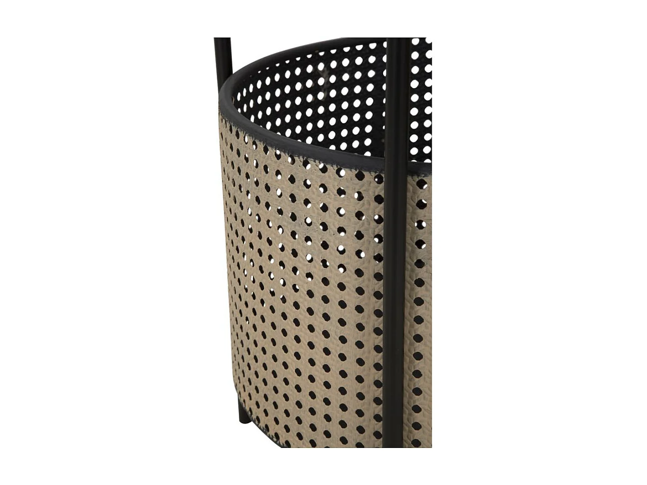 Table d'Appoint Effet Cannage "Osaka" 50cm Noir & Naturel