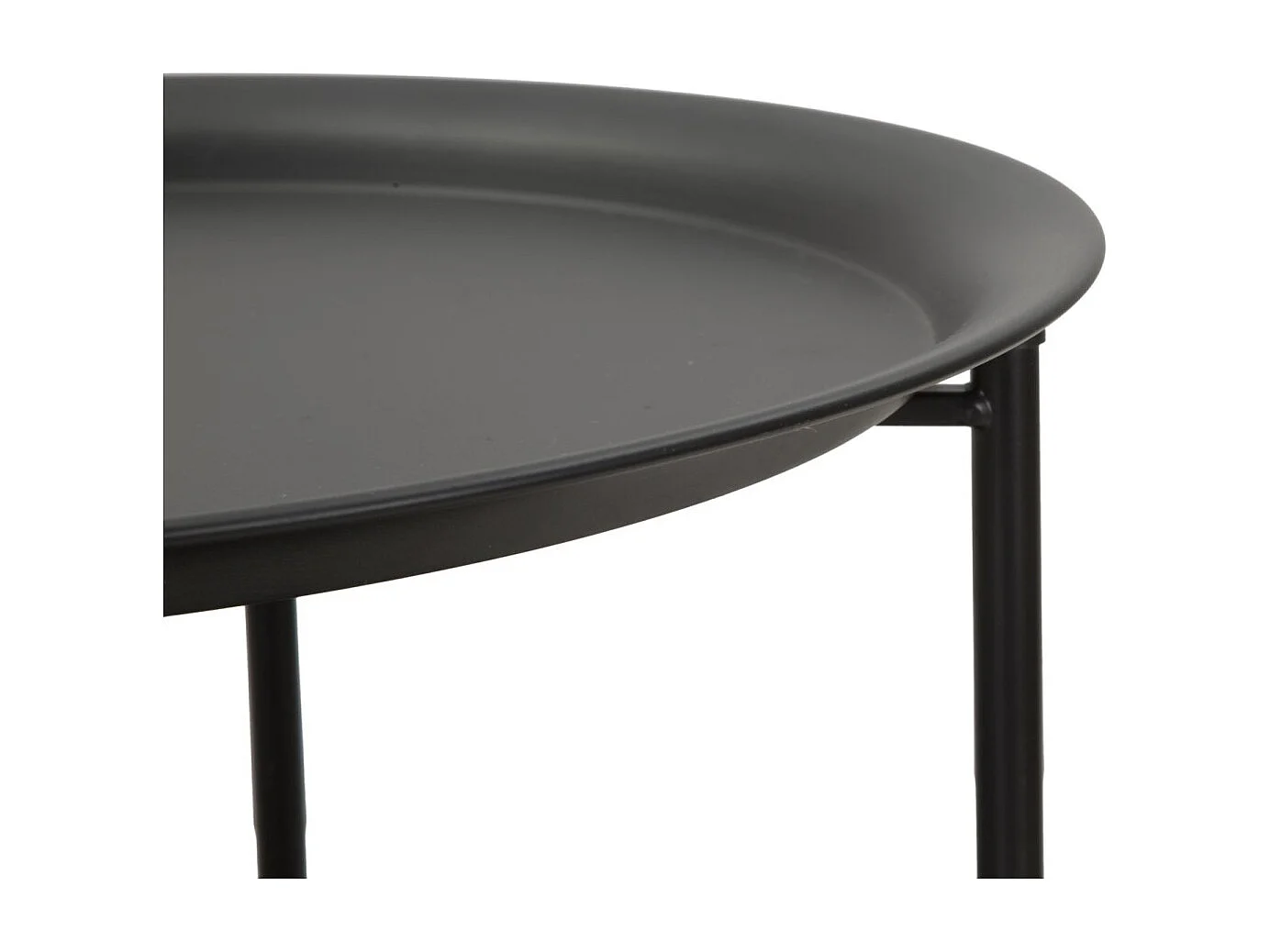 Table d'Appoint Effet Cannage "Osaka" 50cm Noir & Naturel